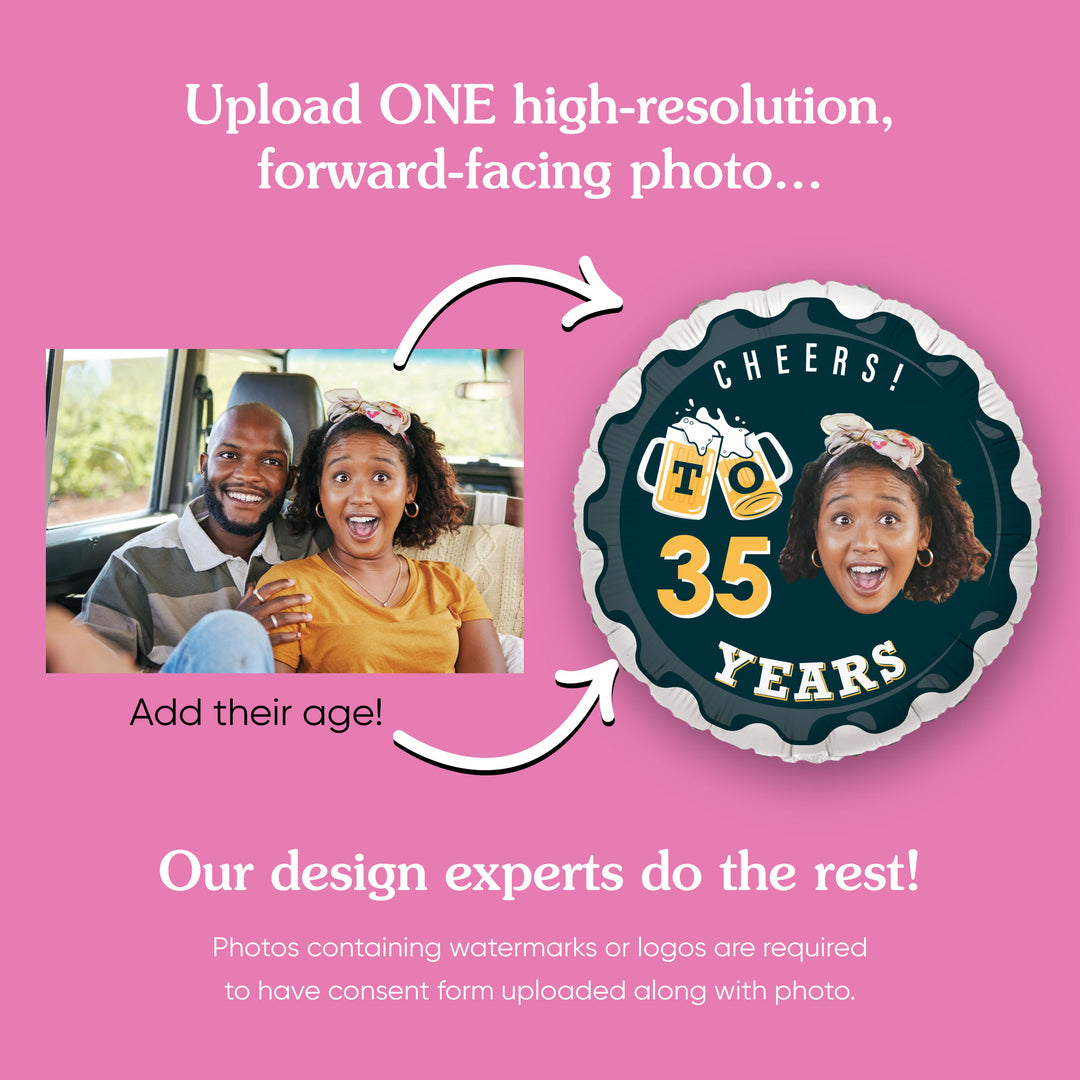 Custom Face Balloon - Cheers & Beers - Double Sided - 1 Ct