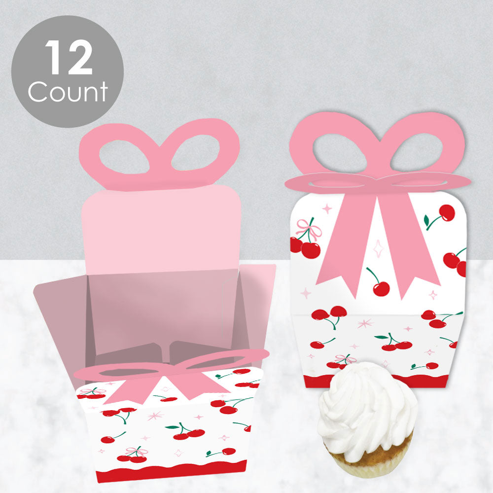 Cherry Bow Boxes - 12 Ct
