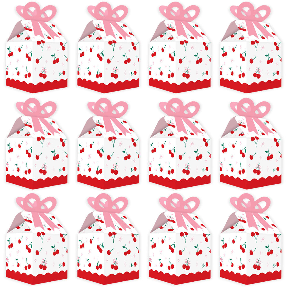 Cherry Bow Boxes - 12 Ct