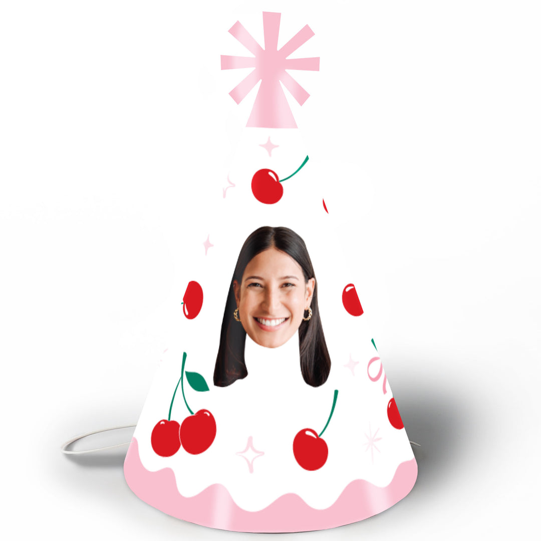 Custom Face Cherry Cone Hats - 8 Ct