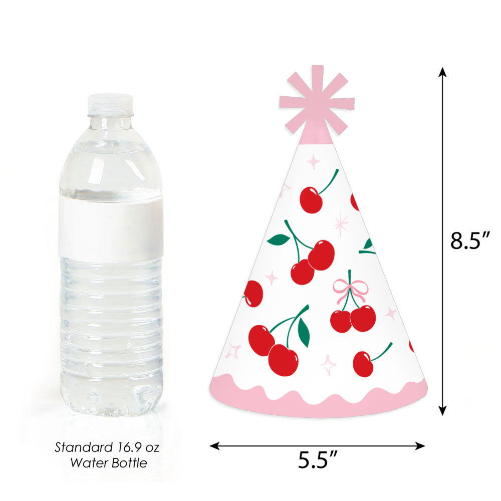 Cherry Cone Party Hats - Set of 8 (Standard Size)