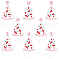 Cherry Cone Party Hats - Set of 8 (Standard Size)