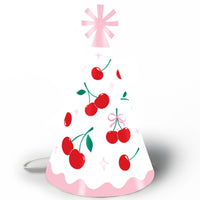 Cherry Cone Party Hats - Set of 8 (Standard Size)