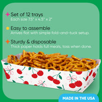 Cherry Paper Food Trays - 12 Ct