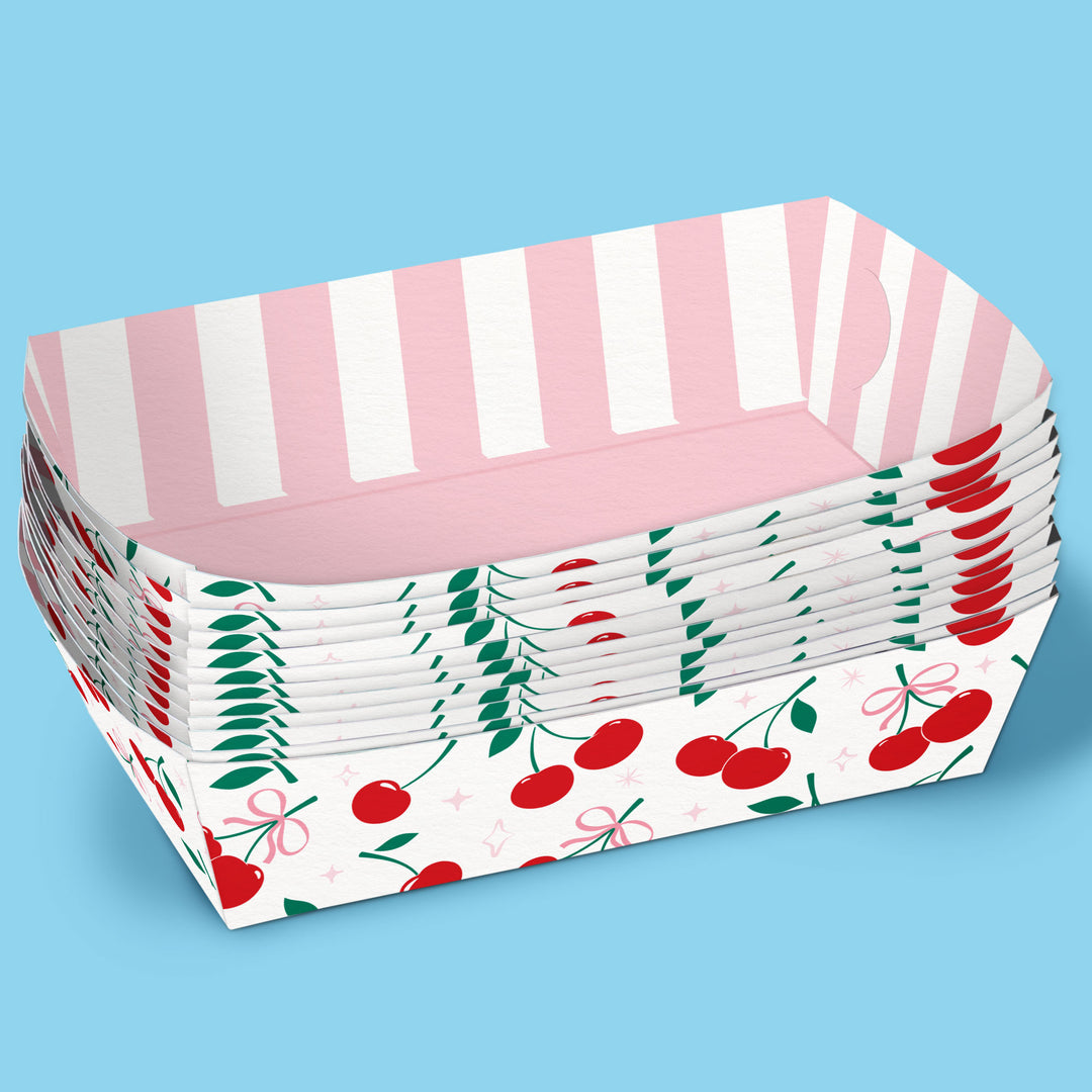 Cherry Paper Food Trays - 12 Ct