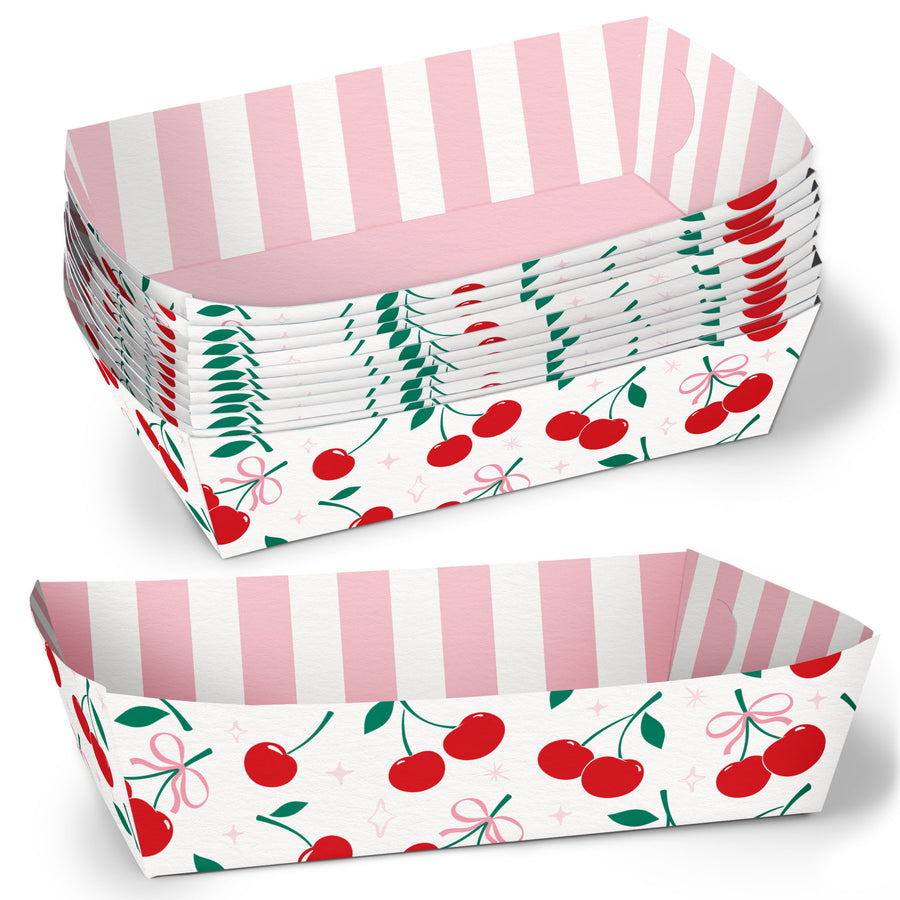 Cherry Paper Food Trays - 12 Ct