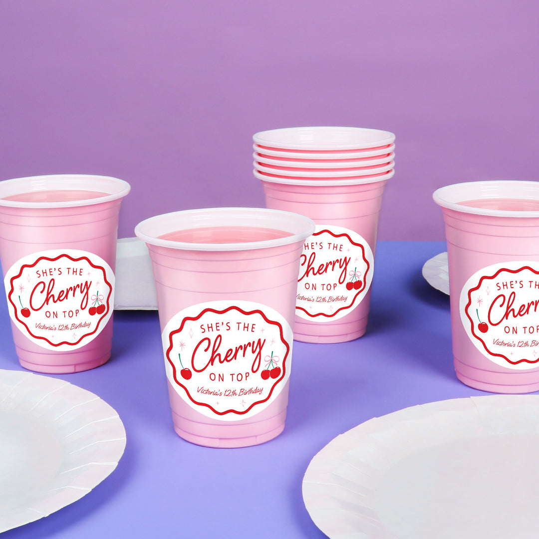 Custom Face Party Cups - Cherry - 16 Ct