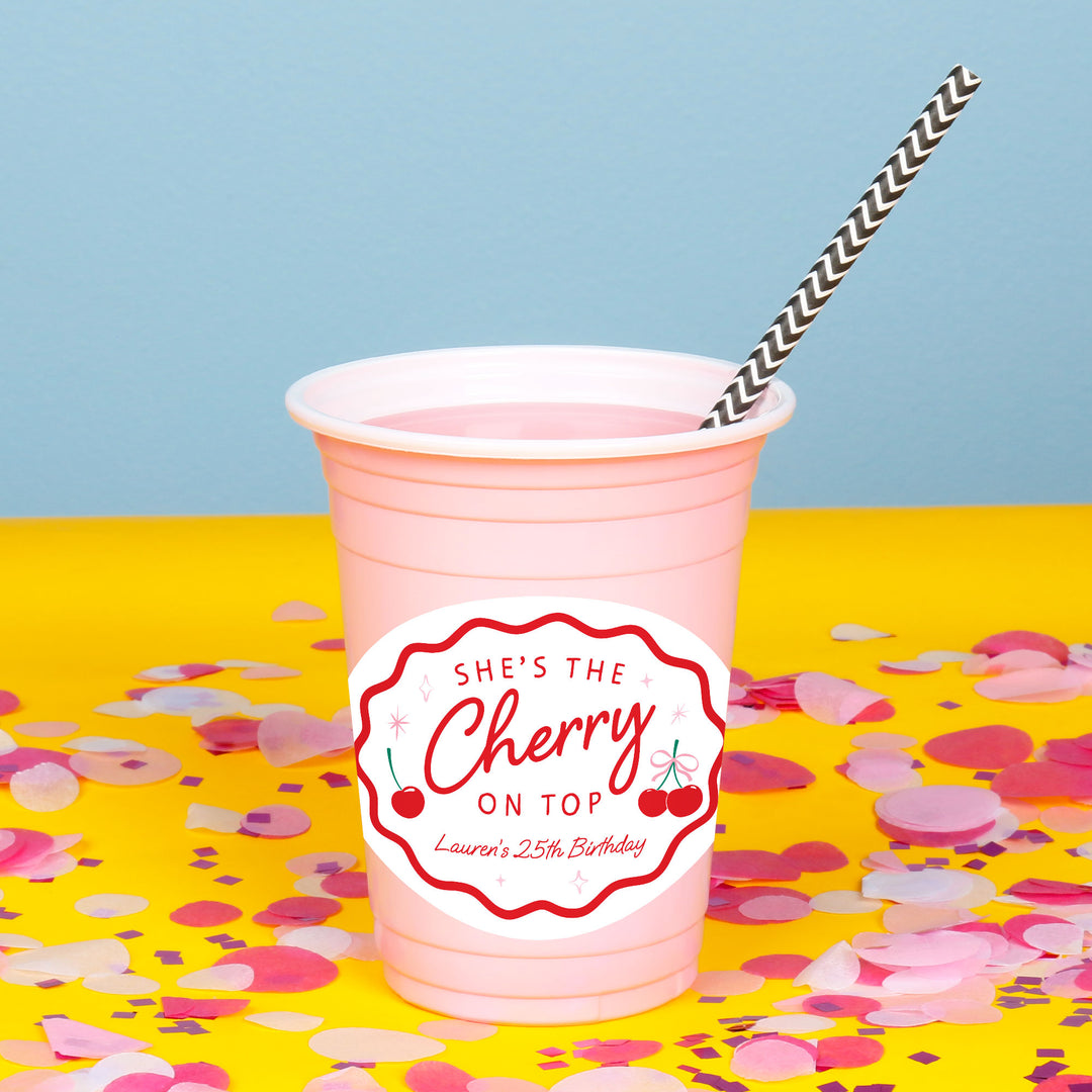 Custom Face Party Cups - Cherry - 16 Ct
