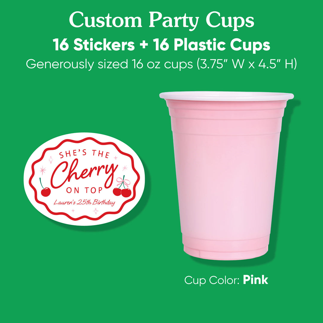 Custom Face Party Cups - Cherry - 16 Ct
