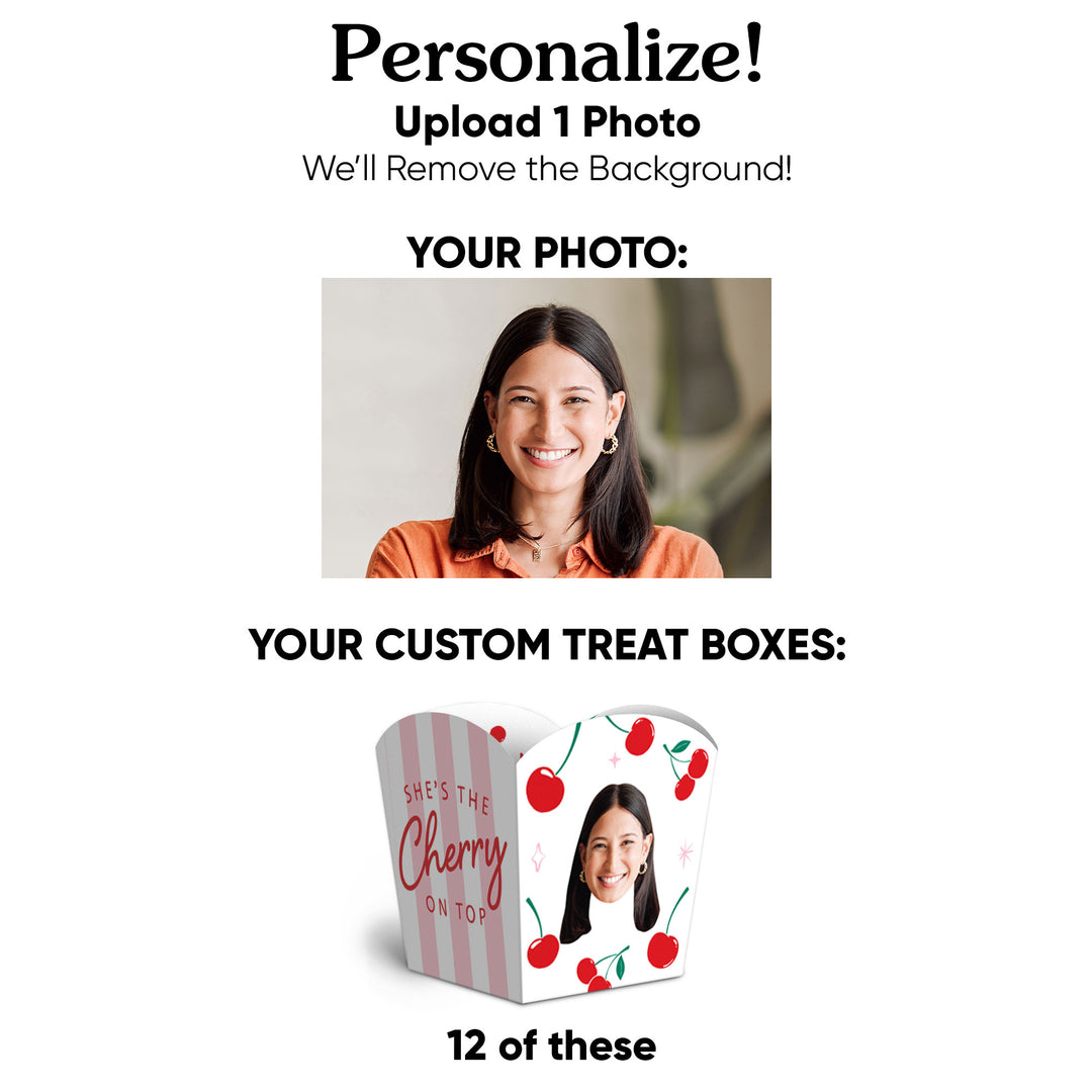 Custom Face Cherry On Top Treat Boxes - 12 Ct