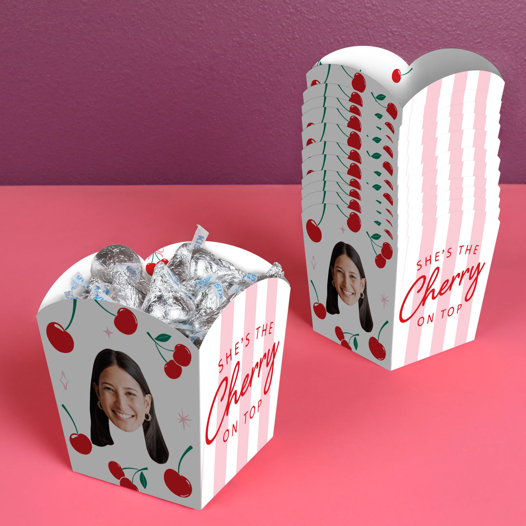 Custom Face Cherry On Top Treat Boxes - 12 Ct
