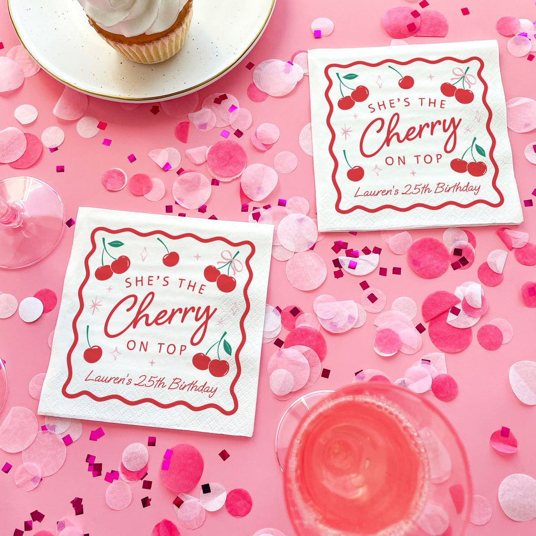 Custom Text Napkins - Cherry