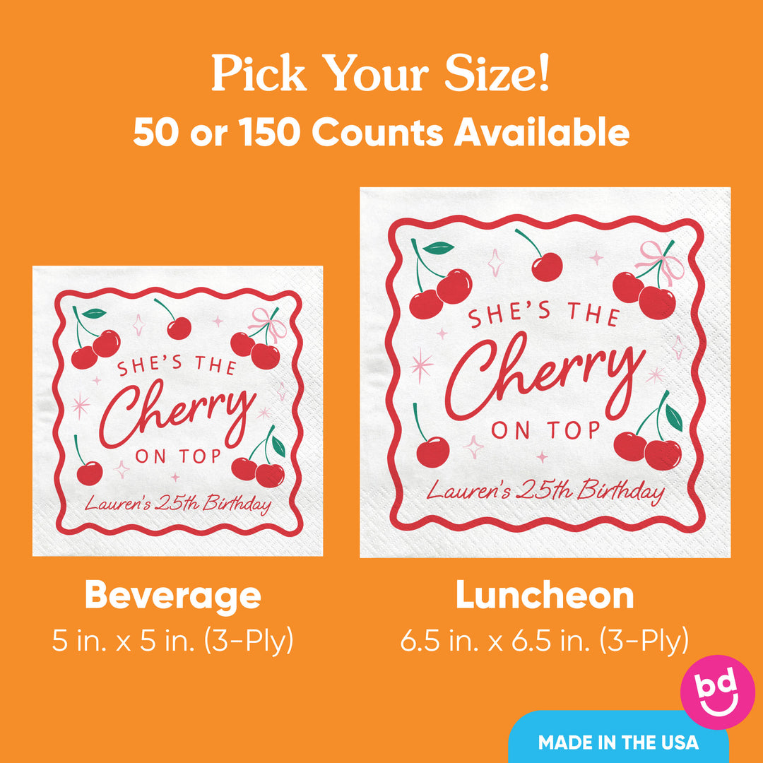 Custom Text Napkins - Cherry