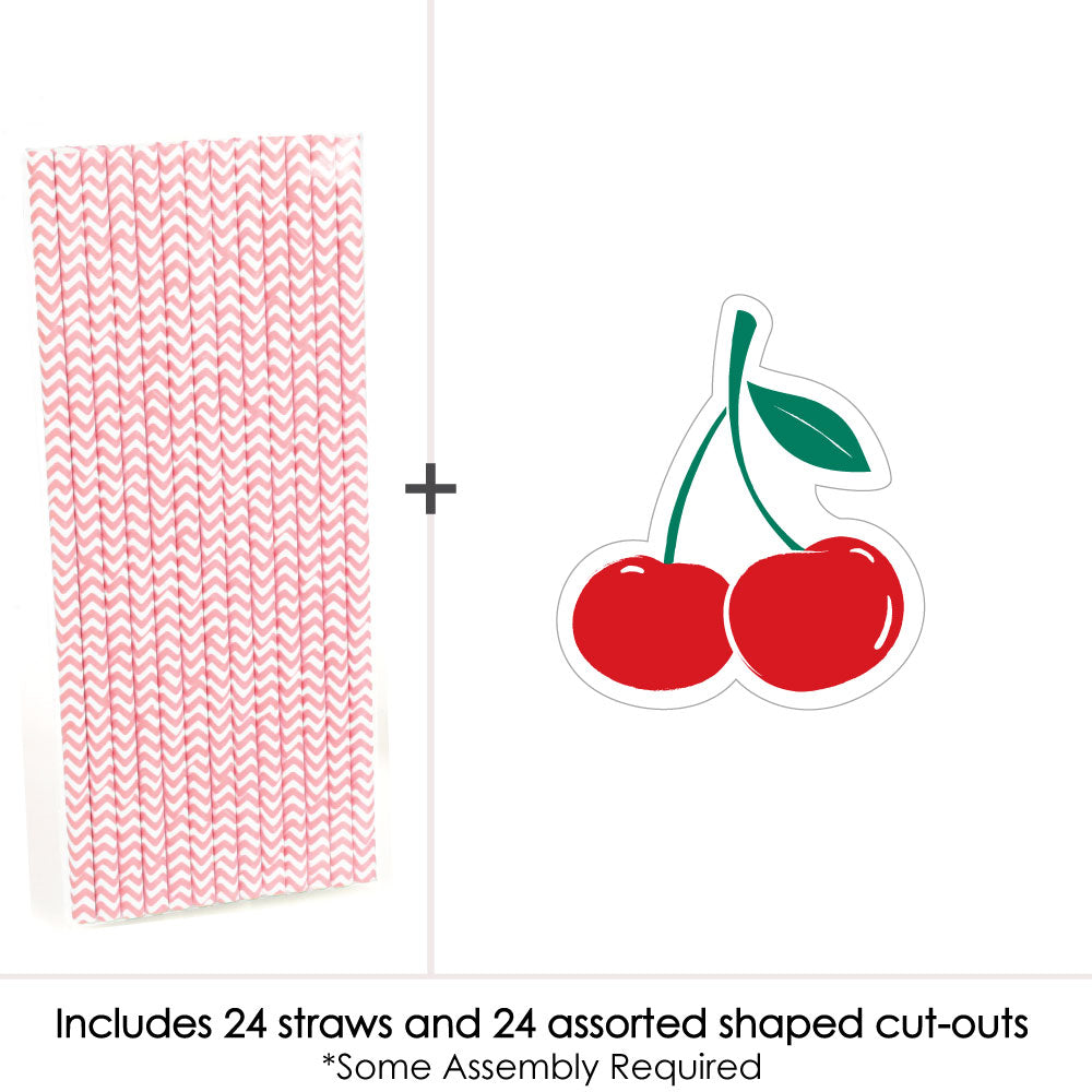 Cherry Straw Decor - 24 Ct