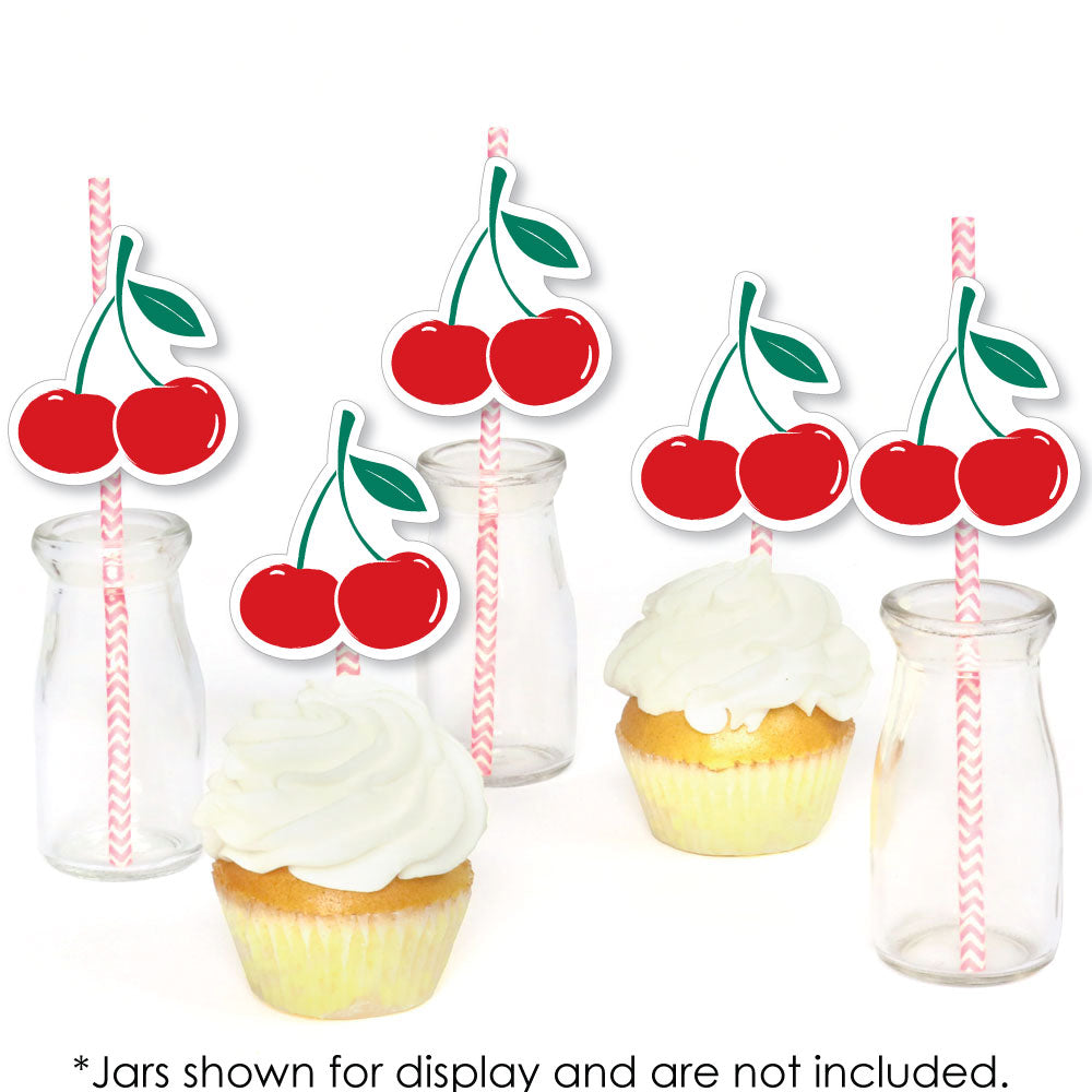 Cherry Straw Decor - 24 Ct