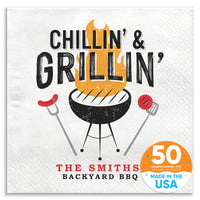 Custom Text - Chillin' & Grillin' Napkins - 50 Ct
