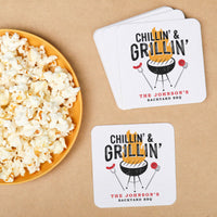 Custom Text Coasters - Chillin' & Grillin'