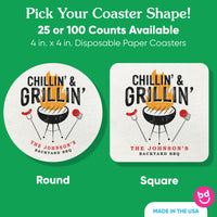 Custom Text Coasters - Chillin' & Grillin'