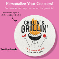 Custom Text Coasters - Chillin' & Grillin'