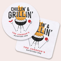 Custom Text Coasters - Chillin' & Grillin'