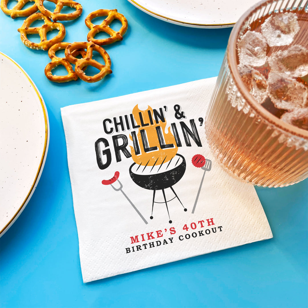 Custom Text - Chillin' & Grillin' Napkins - 50 Ct