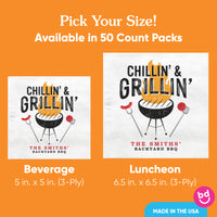 Custom Text - Chillin' & Grillin' Napkins - 50 Ct