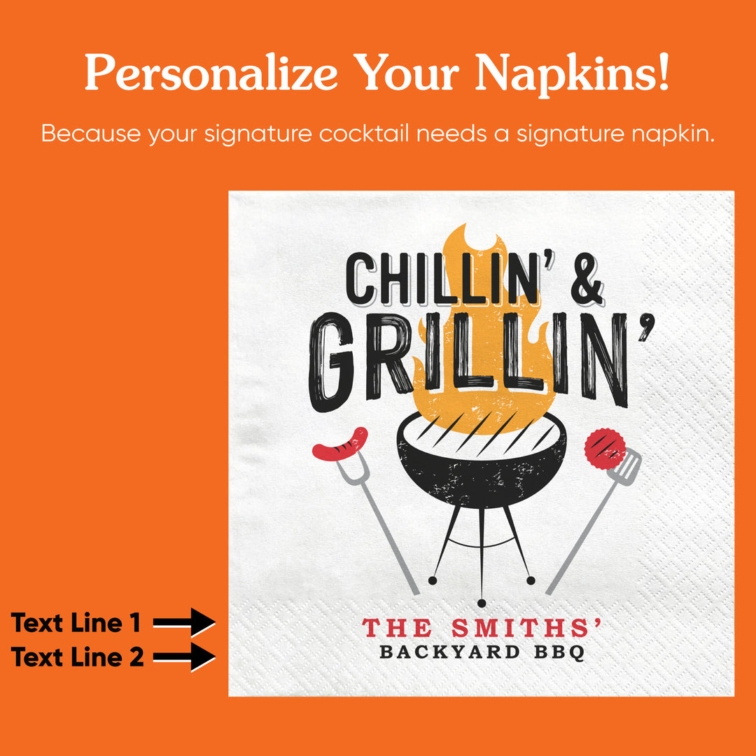 Custom Text - Chillin' & Grillin' Napkins - 50 Ct
