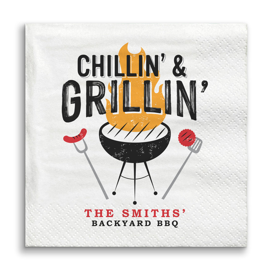 Custom Text - Chillin' & Grillin' Napkins - 50 Ct