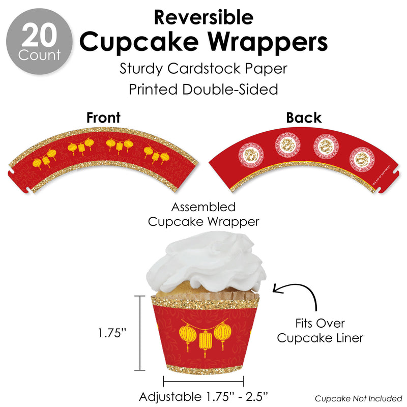Chinese New Year - 2024 Year of the Dragon Favors and Cupcake Kit - Fabulous Favor Party Pack - 100 Pieces