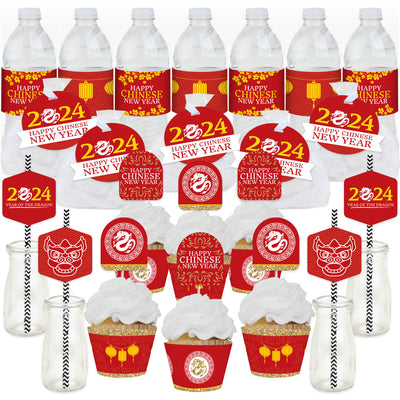 Chinese New Year - 2024 Year of the Dragon Favors and Cupcake Kit - Fabulous Favor Party Pack - 100 Pieces