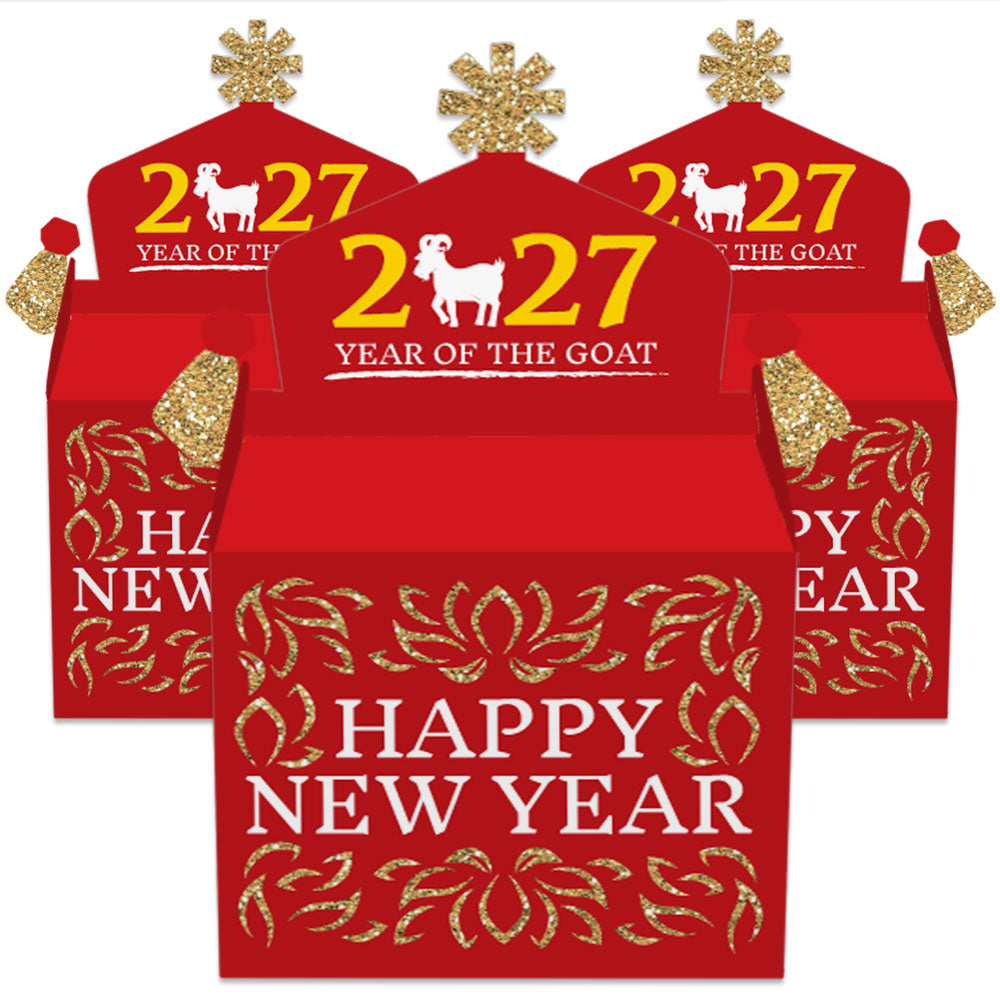 Chinese New Year - Treat Box Party Favors - 2027 Year of the Goat Goodie Gable Boxes - Set of 12