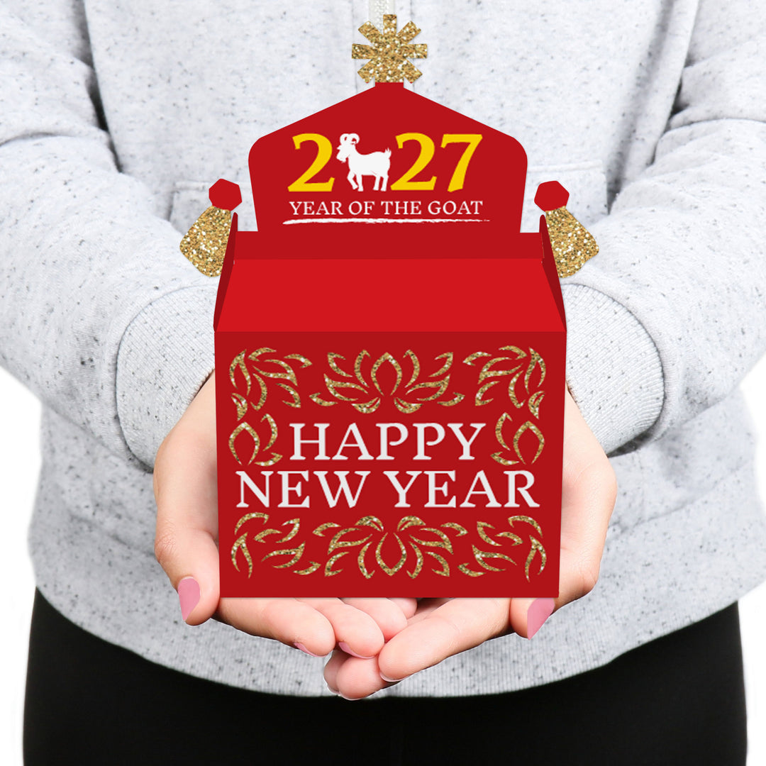 Chinese New Year - Treat Box Party Favors - 2027 Year of the Goat Goodie Gable Boxes - Set of 12
