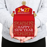 Chinese New Year - Treat Box Party Favors - 2027 Year of the Goat Goodie Gable Boxes - Set of 12