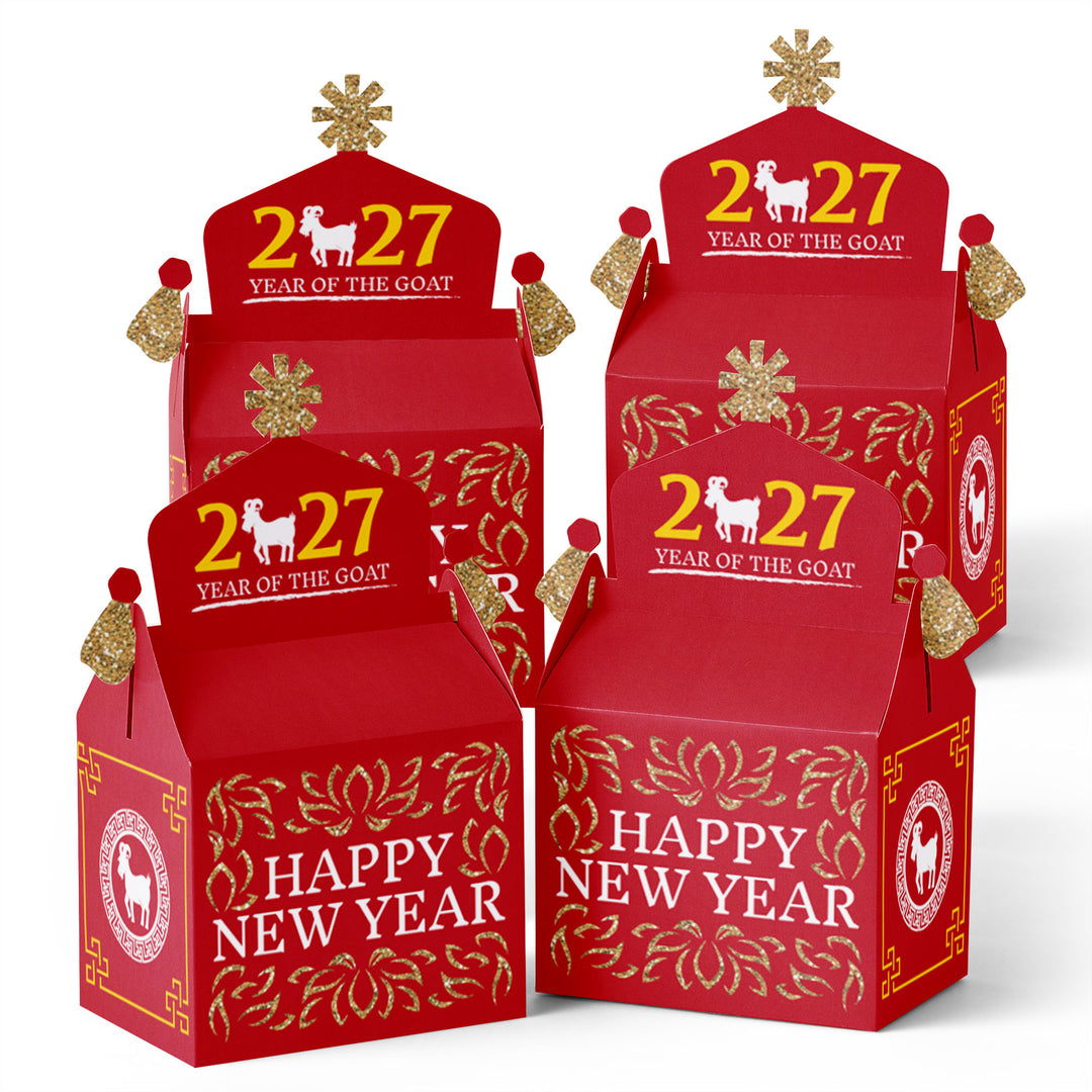 Chinese New Year - Treat Box Party Favors - 2027 Year of the Goat Goodie Gable Boxes - Set of 12