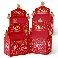 Chinese New Year - Treat Box Party Favors - 2027 Year of the Goat Goodie Gable Boxes - Set of 12