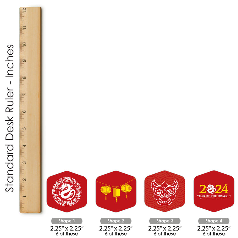 Chinese New Year - 2024 Year of the Dragon Scavenger Hunt - 1 Stand and 48 Game Pieces - Hide and Find Game