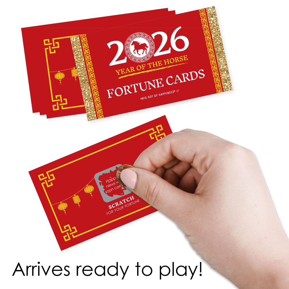 Chinese New Year - 2026 Year of the Horse Game Scratch Off Fortune Cards - 22 Count