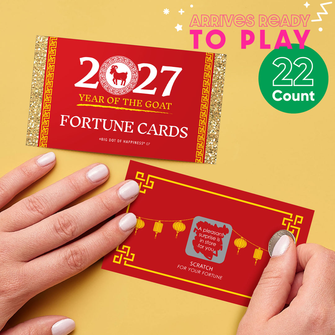 Chinese New Year - 2027 Year of the Goat Game Scratch Off Fortune Cards - 22 Count