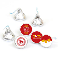 Chinese New Year - 2026 Year of the Horse Round Candy Sticker Favors - Labels Fit Chocolate Candy (1 sheet of 108)