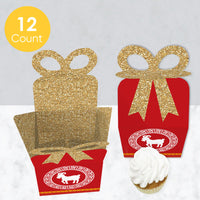 Chinese New Year - Square Favor Gift Boxes - 2027 Year of the Goat Bow Boxes - Set of 12
