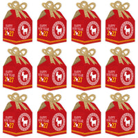 Chinese New Year - Square Favor Gift Boxes - 2027 Year of the Goat Bow Boxes - Set of 12