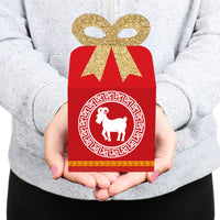 Chinese New Year - Square Favor Gift Boxes - 2027 Year of the Goat Bow Boxes - Set of 12