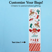 Custom Text Wine Bags - Christmas Cowboy