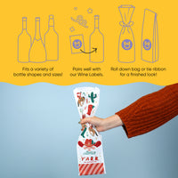 Custom Text Wine Bags - Christmas Cowboy