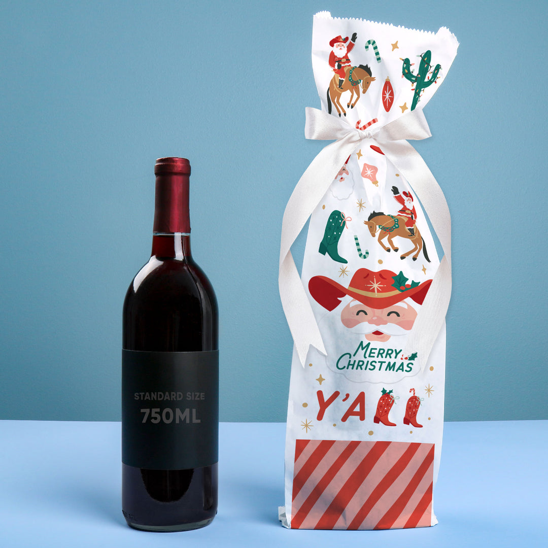 Wine Bags - Christmas Cowboy