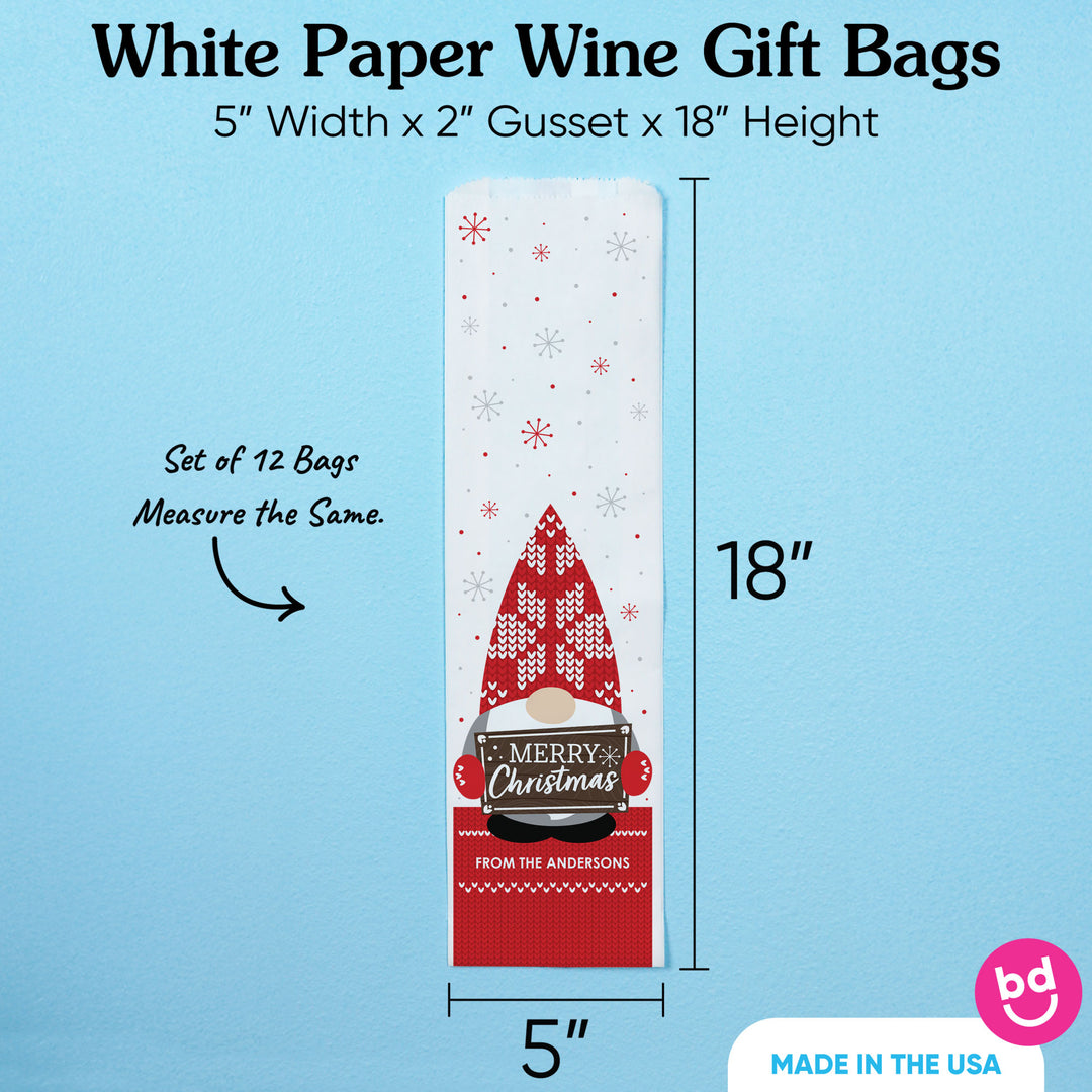 Custom Text Wine Bags - Christmas Gnomes