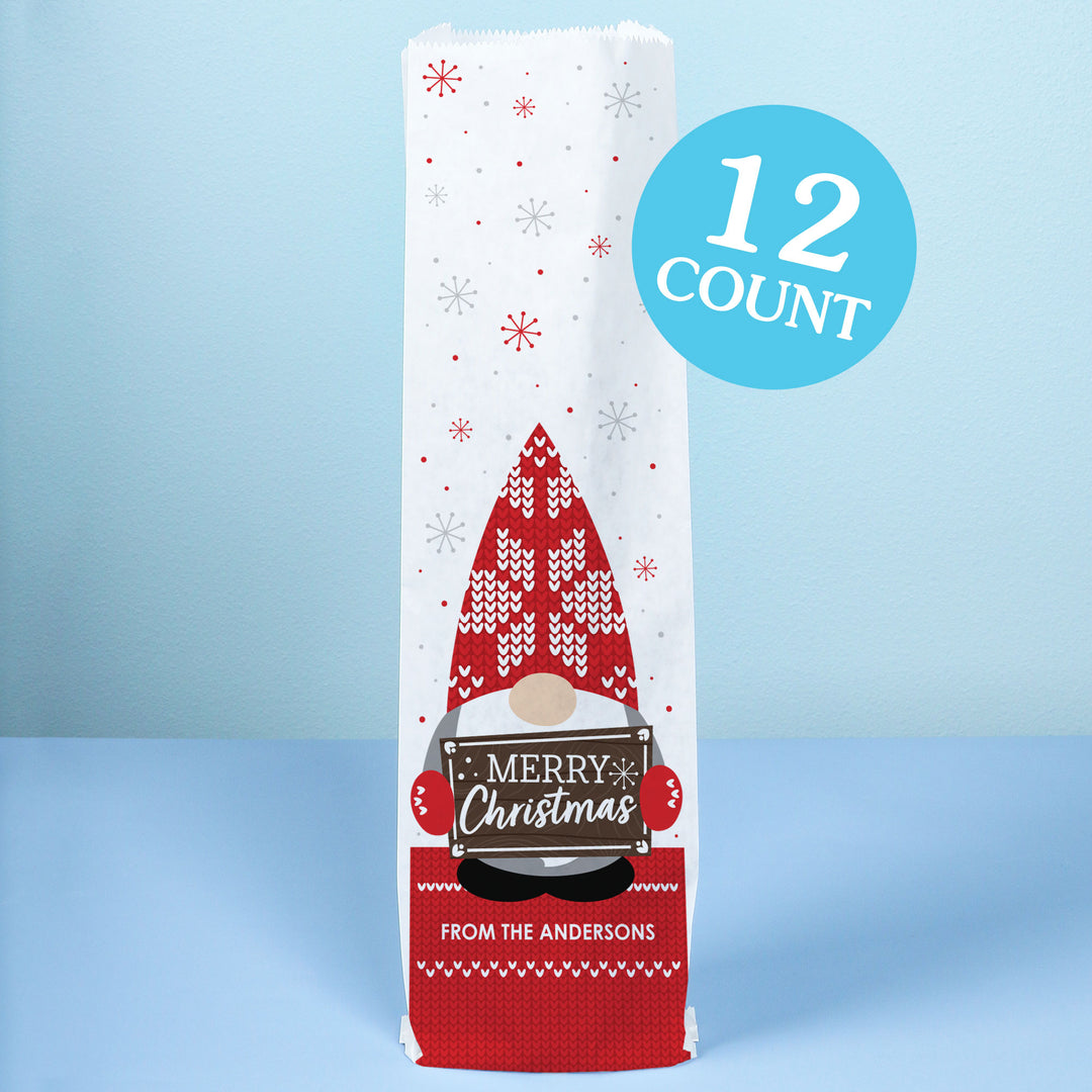 Custom Text Wine Bags - Christmas Gnomes
