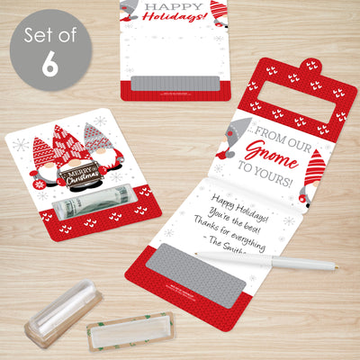 Christmas Gnomes - DIY Assorted Holiday Party Cash Holder Gift - Funny Money Cards - Set of 6