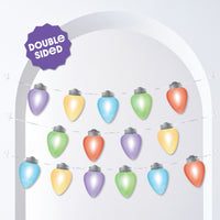 Christmas Light Bulbs Garland Banner - 15 Pc