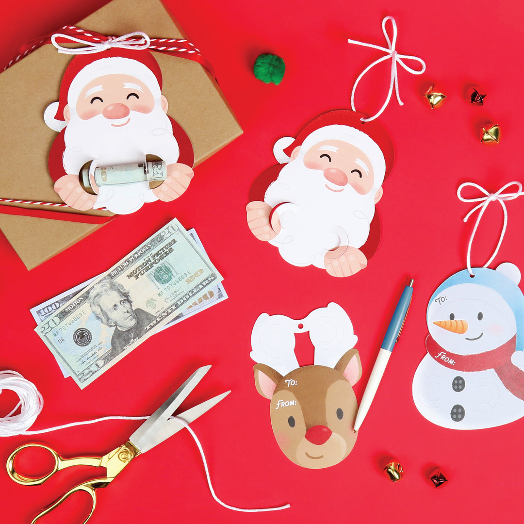 Christmas Gift Tag Money Holders, To and From Hanging Ornament Cards for Holiday Cash Gift Presents or Christmas Tree Display, Assorted 12 Count